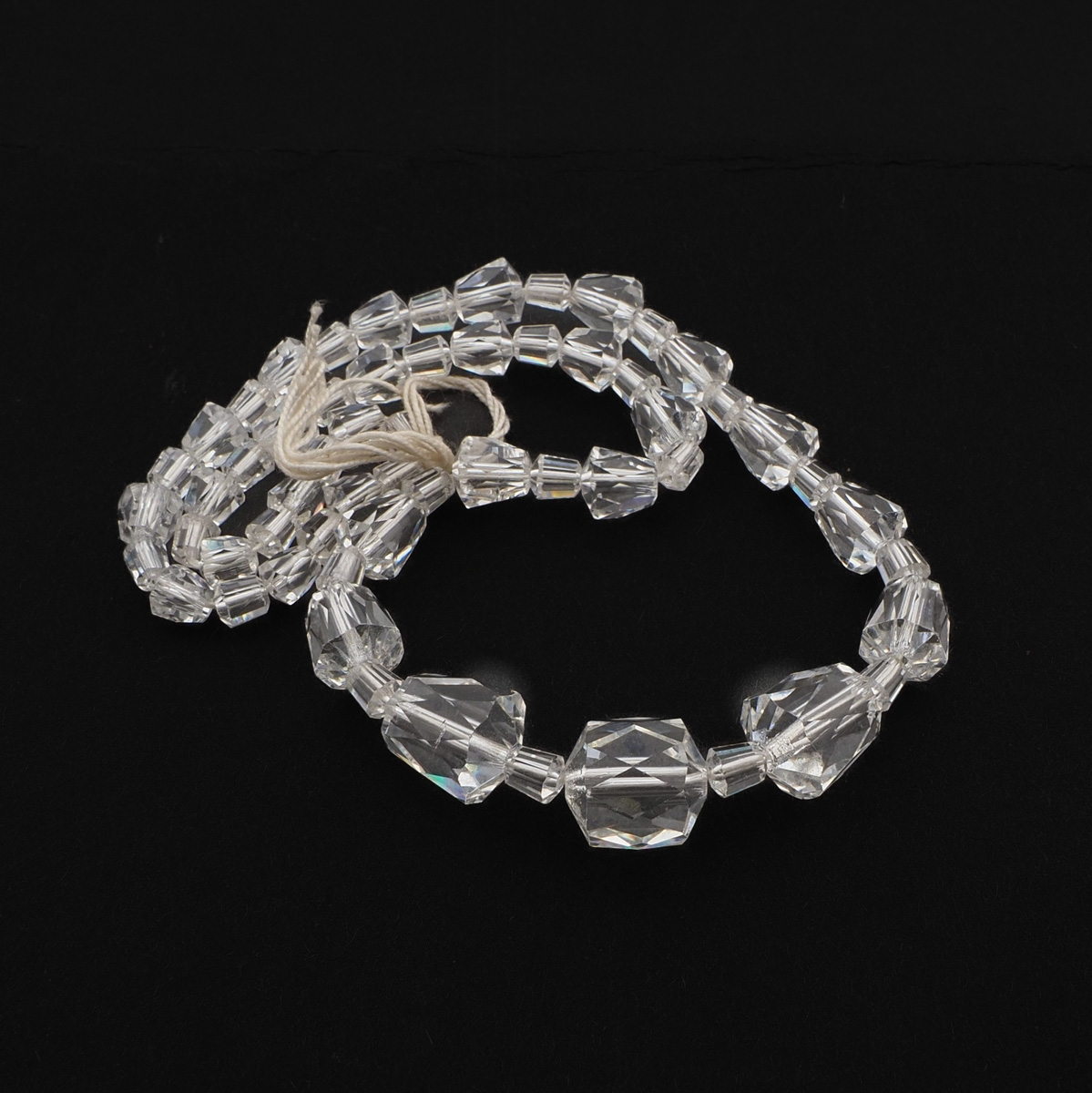 Vintage Czech necklace element cone bugle faceted crystal clear glass beads 