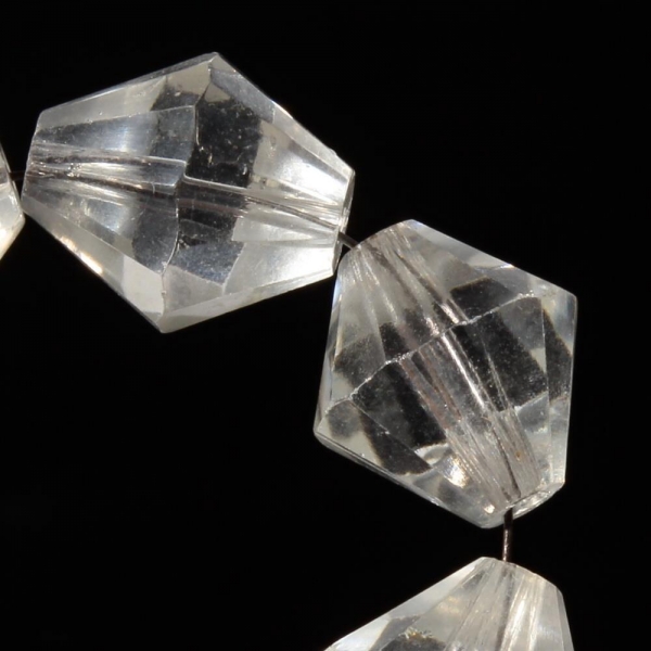Lot (8) 16mm vintage Deco crystal clear bicone faceted Czech glass beads