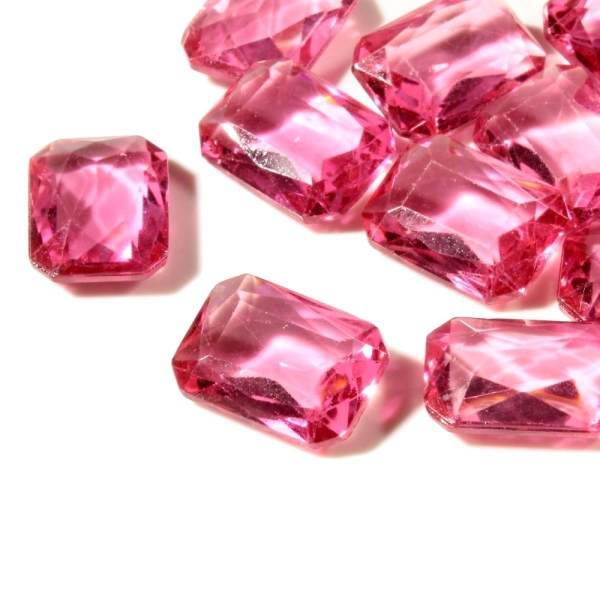 Lot (12) 18mm Czech Bohemian vintage rose pink octagon faceted glass rhinestones