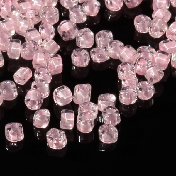 Lot (2000) vintage pink lined crystal hexagon micro Czech seed glass beads