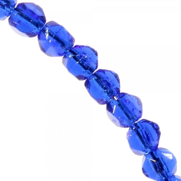 Lot (50) 5mm Czech vintage sapphire blue English cut faceted glass beads