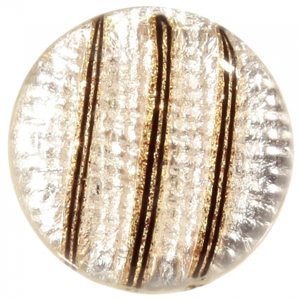 15mm Victorian antique Czech foil lampwork black aventurine gold stripe rosette shank glass button