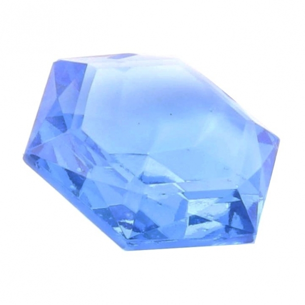 Antique Czech 25mm blue hand hexagon faceted glass rhinestone