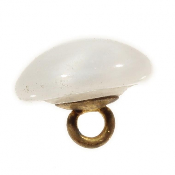 14mm Victorian antique Czech white satin opaline moonglow glass button