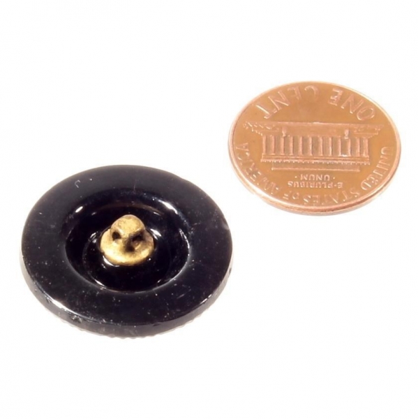 23mm Czech antique Victorian faux marcasite black art glass button