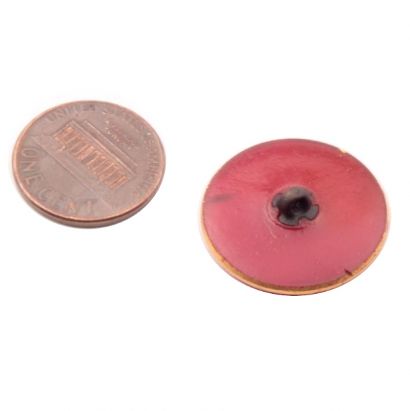 23mm Czech Victorian gold gilt 2 part pink carnelian rosette shank glass button