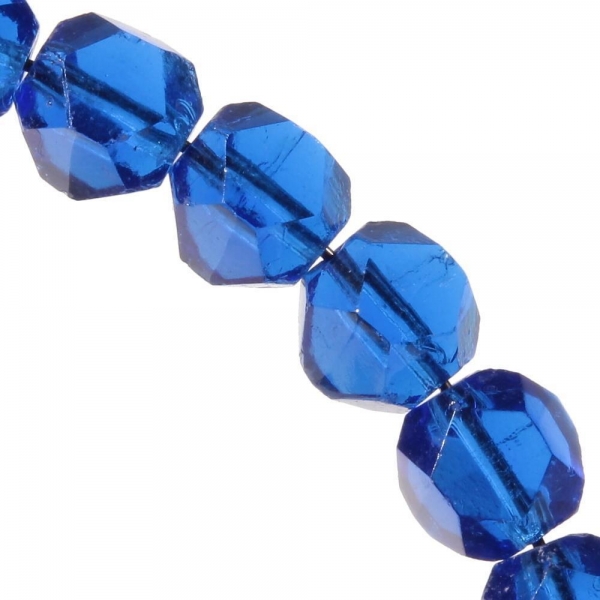 Lot (25) 9.5mm Czech vintage sapphire blue English cut faceted glass beads
