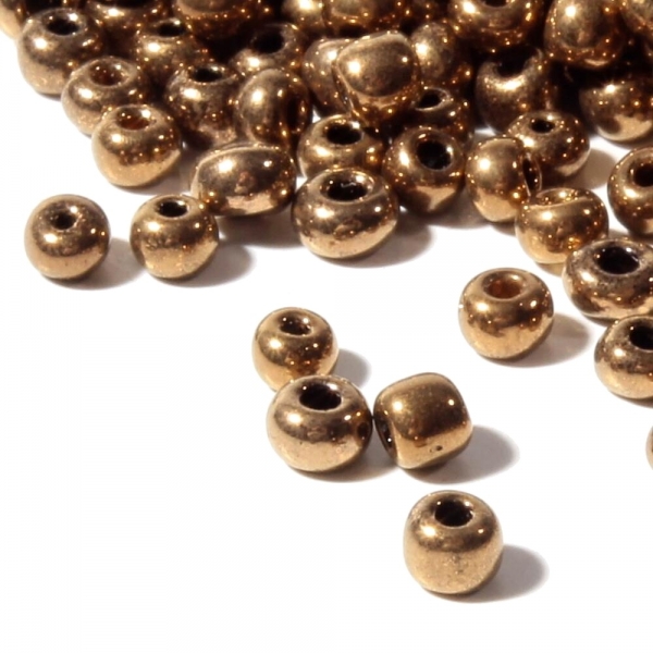Lot (800) vintage Czech bronze metallic rondelle seed glass beads