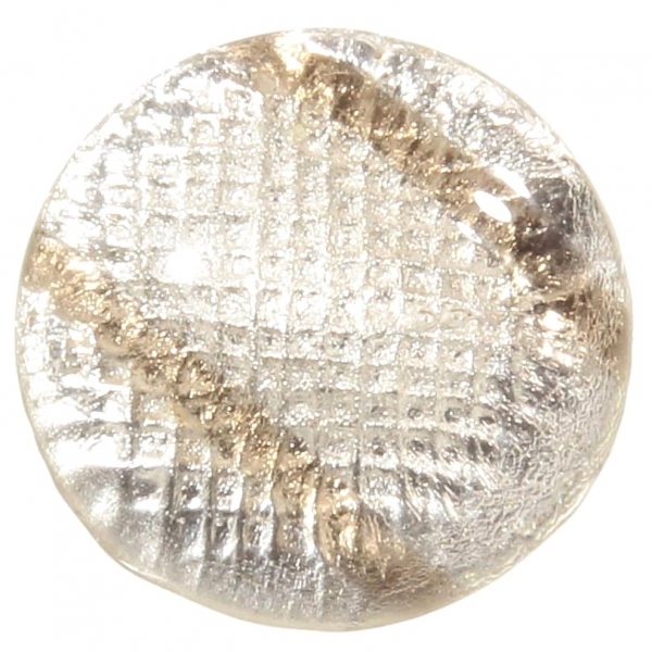 15mm Victorian antique Czech foil check stripe art glass rosette shank button