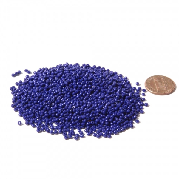 Lot (2000) 1.5mm vintage Czech royal blue rondelle seed glass beads