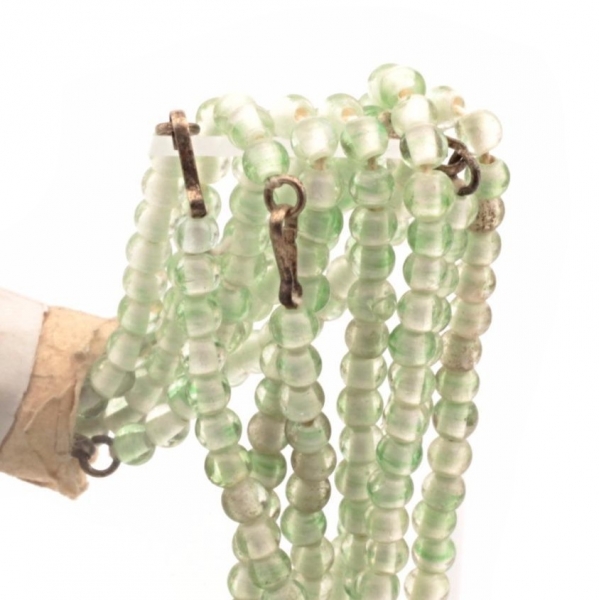 Hank (7) Vintage Czech Deco necklaces hand molded gradual green glass beads