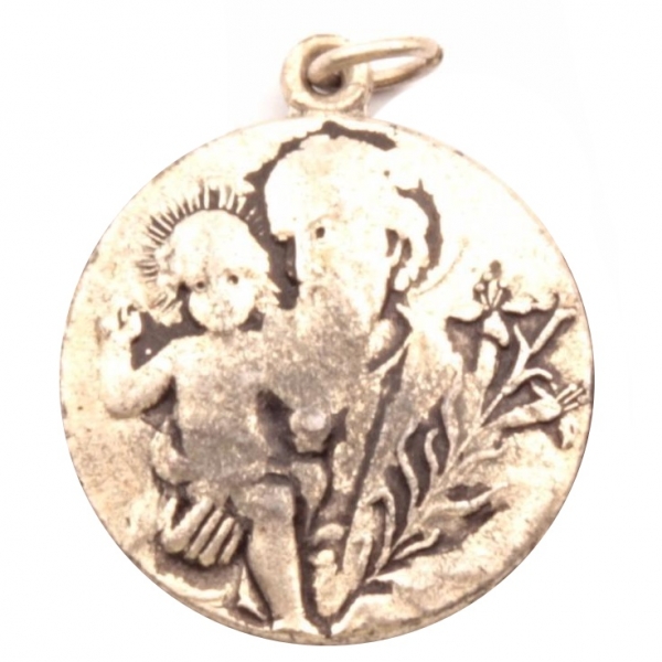 Vintage Bohemian silver metal religious baby Jesus rosary necklace pendant