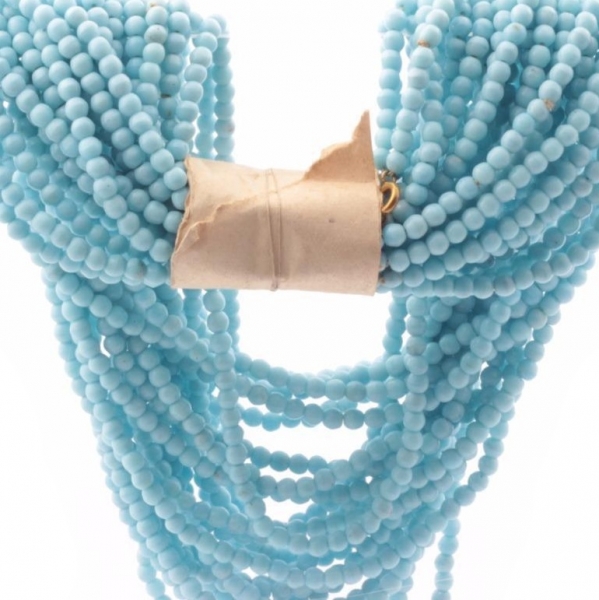 Hank (12) vintage Czech 2 strand necklaces pastel blue glass beads