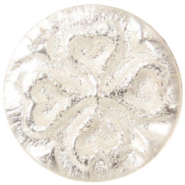 14mm Victorian antique Czech 4 leaf clover foil lampwork rosette shank glass button