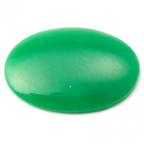 32mm vintage Czech Deco chrysoprase jade green oval glass cabochon