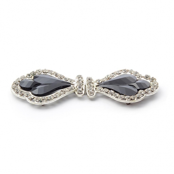 Victorian Czech silver wirework black glass crystal rhinestone dress buckle