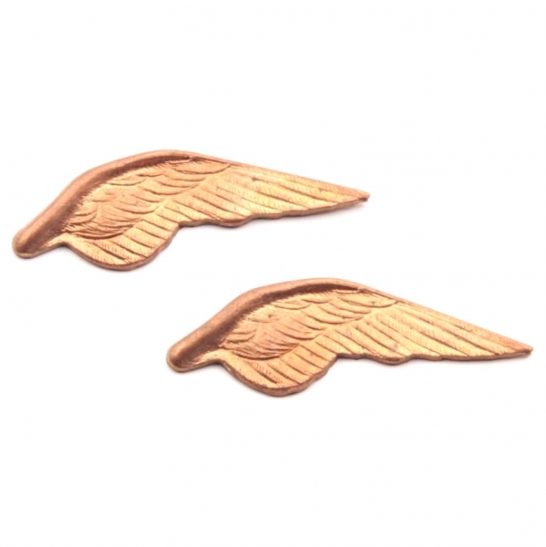 Lot (2) Czech 1920's Vintage realistic angel wing metal jewelry pin brooch stampings