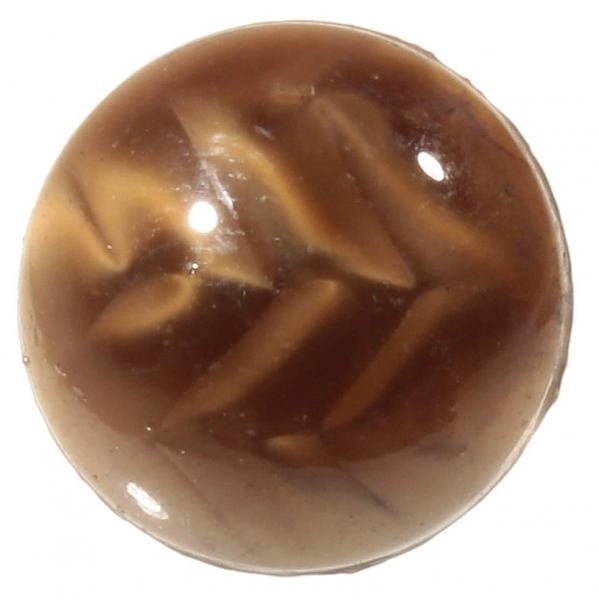 14mm Victorian antique Czech caramel satin feathered art glass rosette shank button