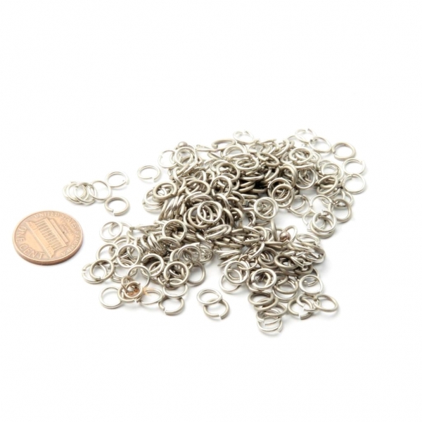 Lot (250) 7mm Vintage Czech silver tone metal jump split ring loop findings 