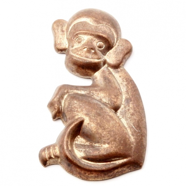 Czech Art Deco vintage press stamped metal monkey jewelry design element stamping
