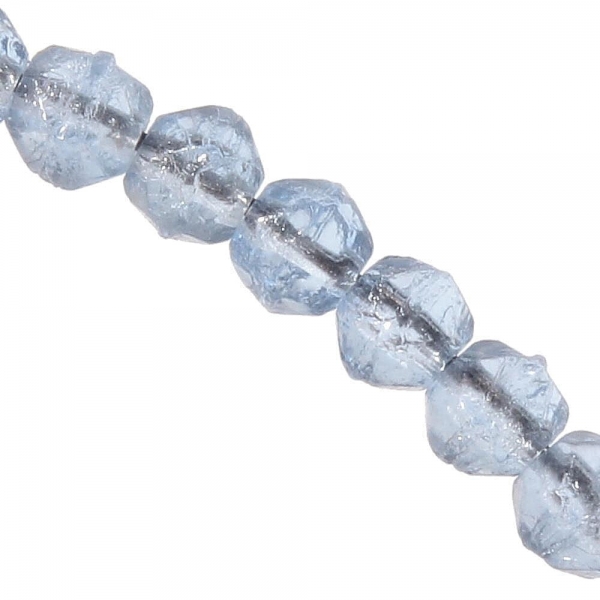 Lot (50) 5mm Czech vintage aqua blue English cut faceted glass beads