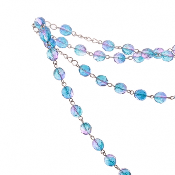 Czech 5 decade Catholic sapphire blue glass bead rosary crucifix pendant