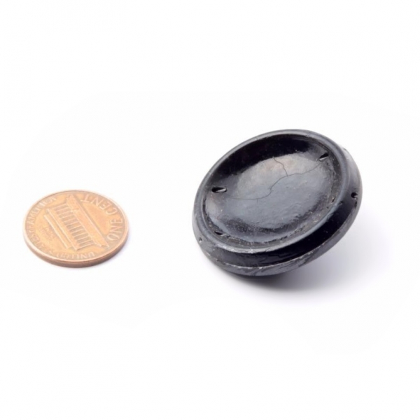 32mm Czech Victorian silver metallic faux fabric black 2 hole connector glass bead