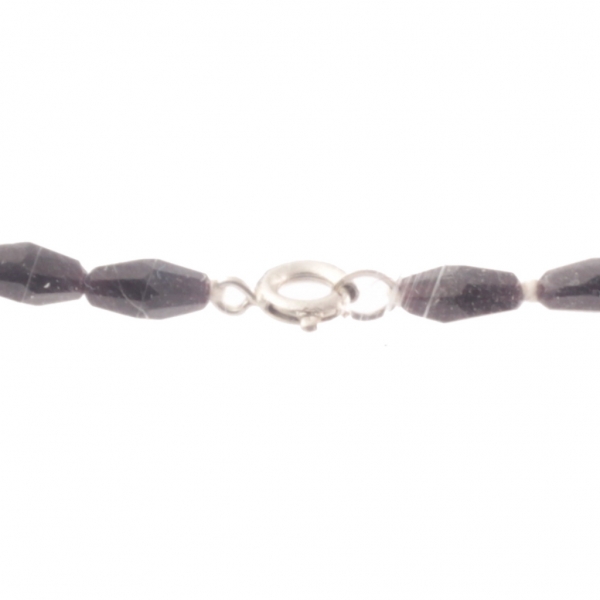 Vintage Czech necklace faux pearl interlocking black glass beads rhinestone rondelles