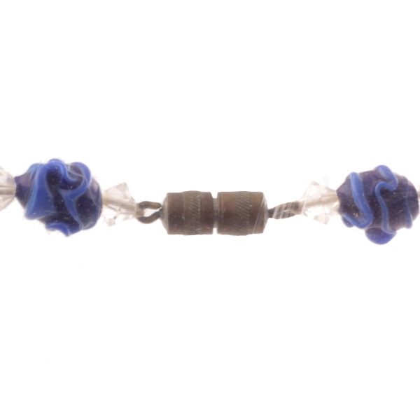 Vintage Czech choker necklace gradual blue swirl overlay lampwork glass beads