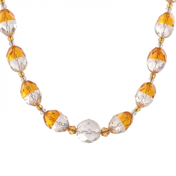 Vintage Czech necklace crystal amber topaz hand faceted glass beads