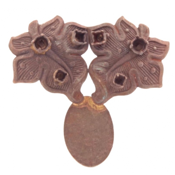 Pair Czech Vintage original Art Deco leaf rhinestone earring elements findings