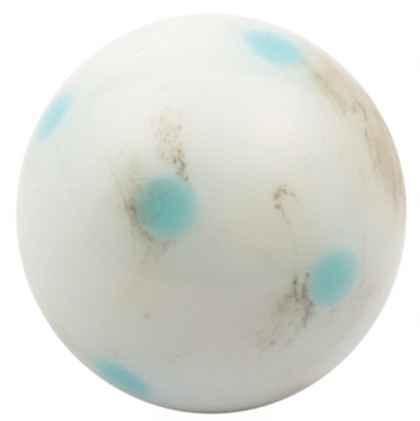 12mm Antique Czech lampwork blue spot white glass dimi ball button rosette shank