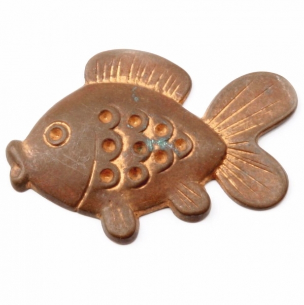 Czech Deco Vintage realistic fish metal pin brooch jewelry design element stamping