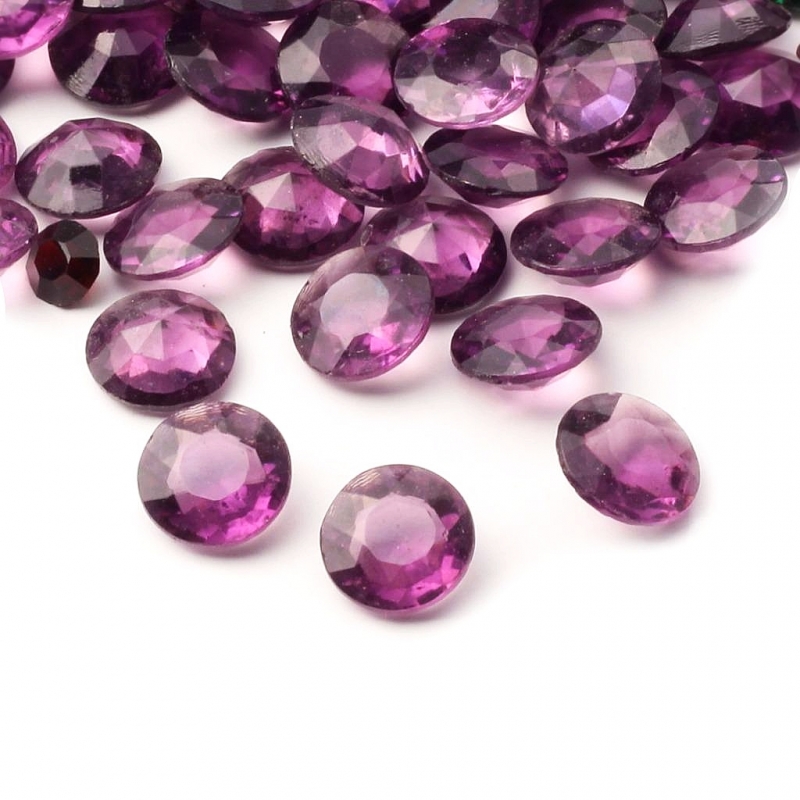Lot (106) 10mm Czech vintage round faceted pink amethyst glass rhinestones
