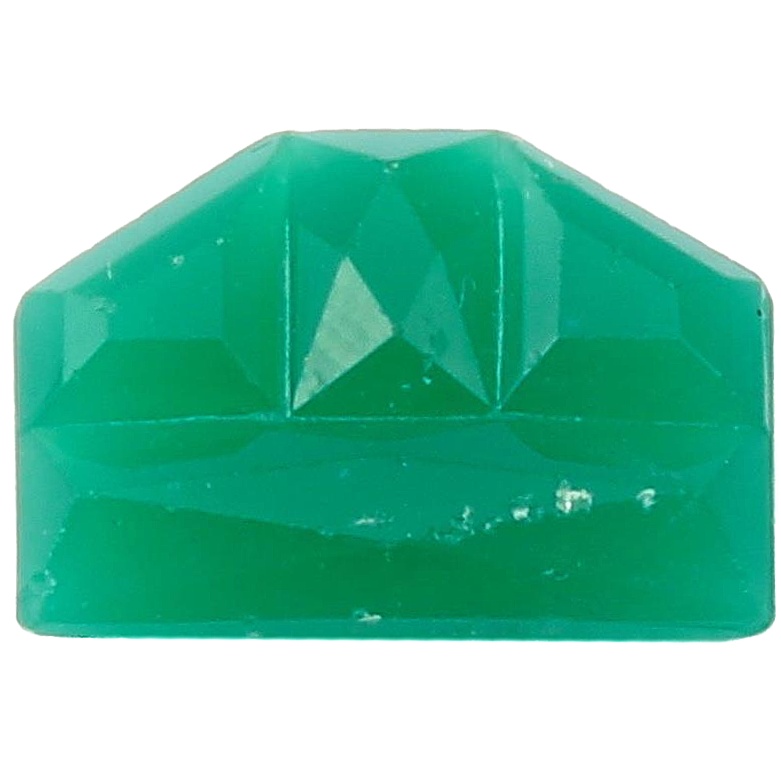 18mm Deco vintage Czech chrysoprase opaline green geometric glass cabochon