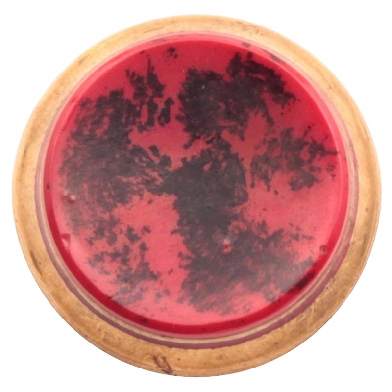 27mm Czech Art Deco Vintage gold gilt red marble glass button