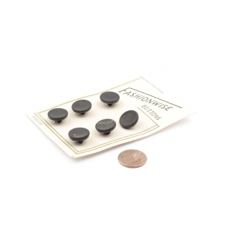 Card (6) 13mm "Fashionwise" concave black vintage Czech glass buttons