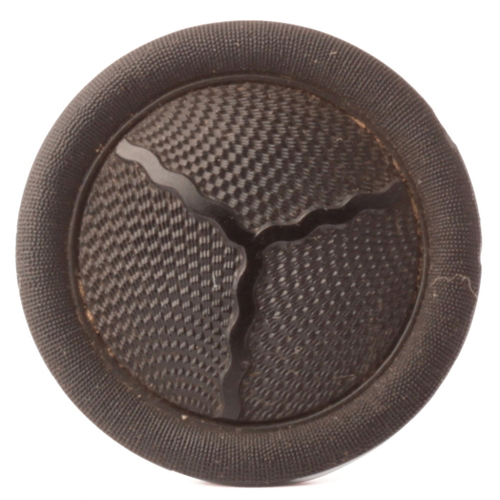 Antique Victorian Czech black geometric guilloche effect glass button 27mm