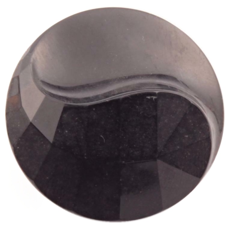 31mm antique Czech yin yang faceted black glass button