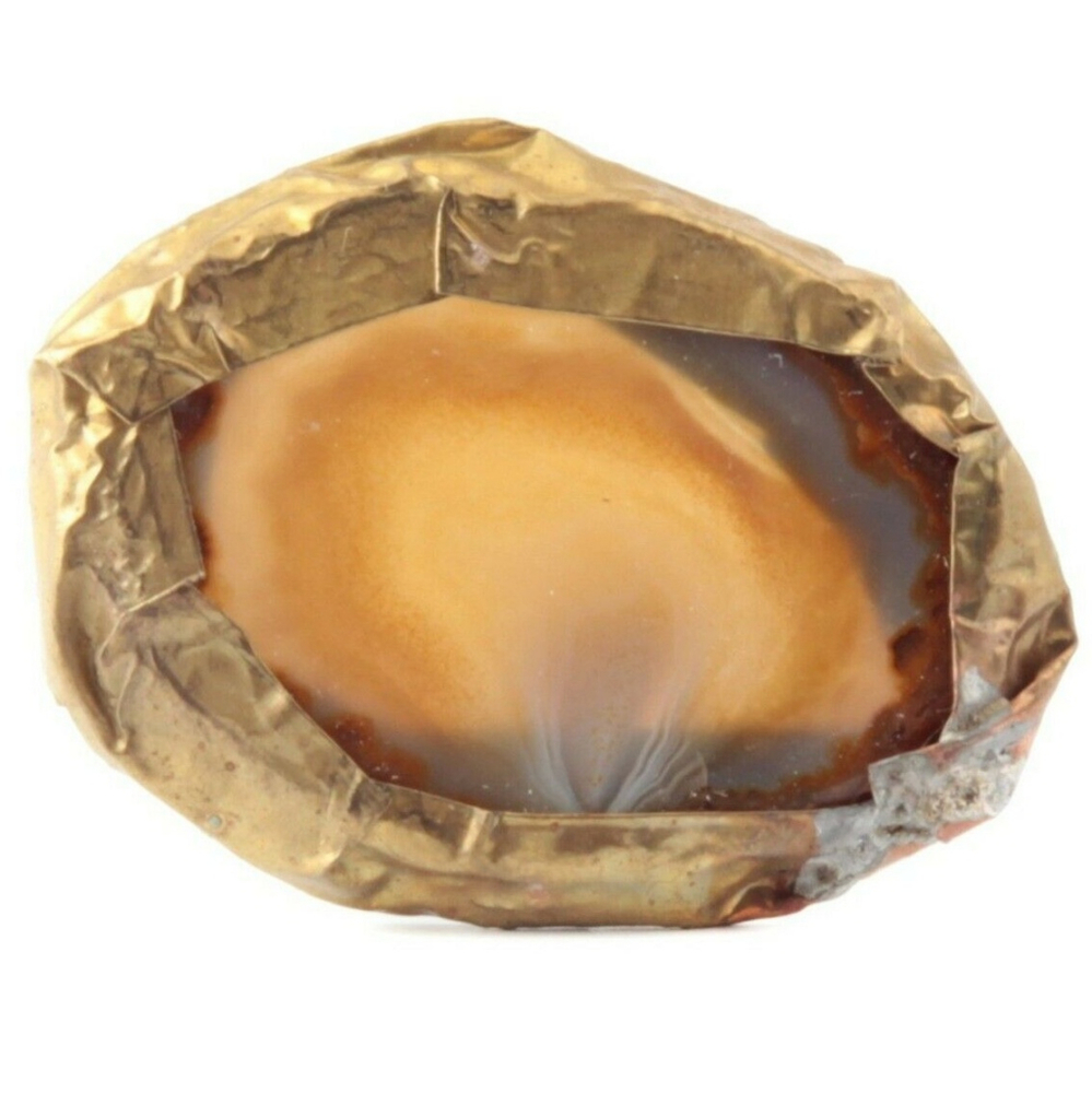 Vintage metal wrapped natural agate slice jewelry finding