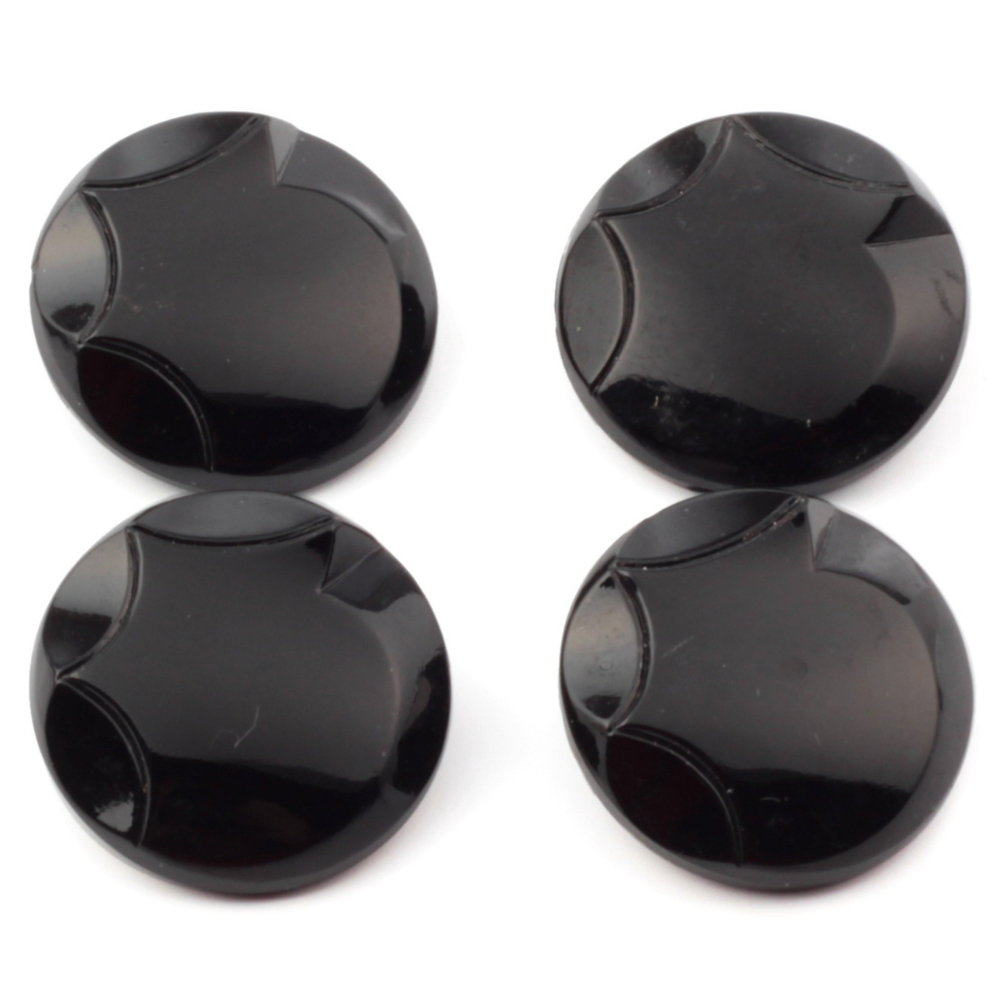 Lot (4) vintage Czech fluted Art Deco black glass buttons