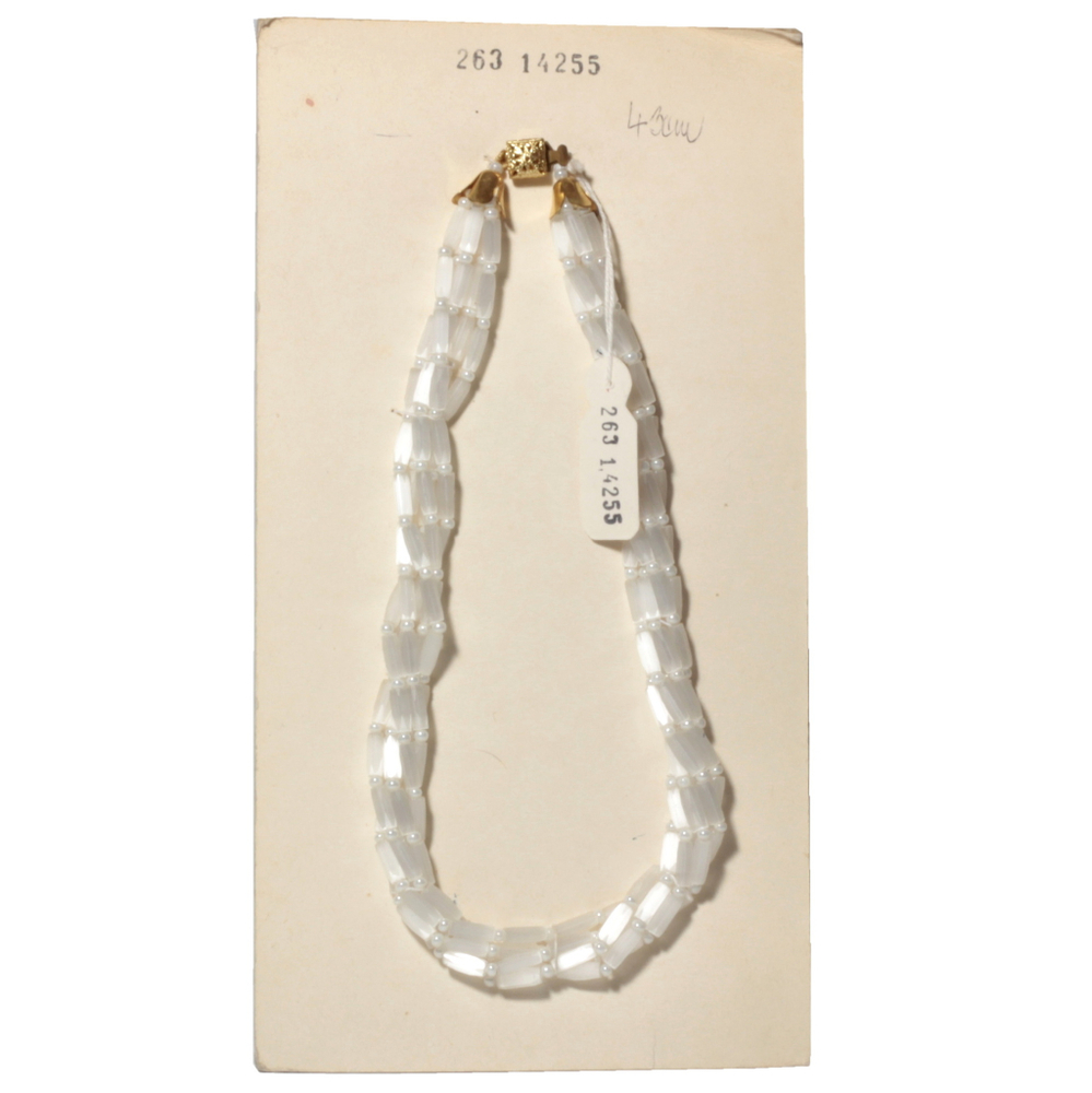Czech vintage 5 strand necklace frost satin atlas glass beads 