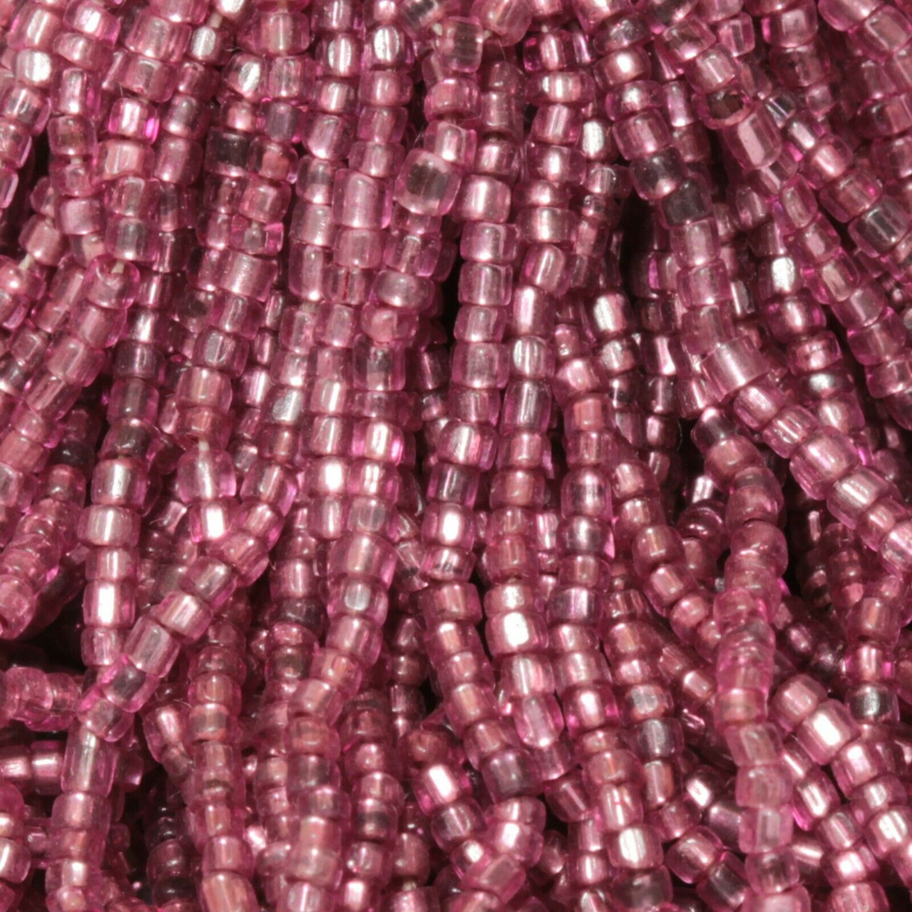 Master Hank (~8000) vintage Czech rose pink lined seed glass beads 21bpi