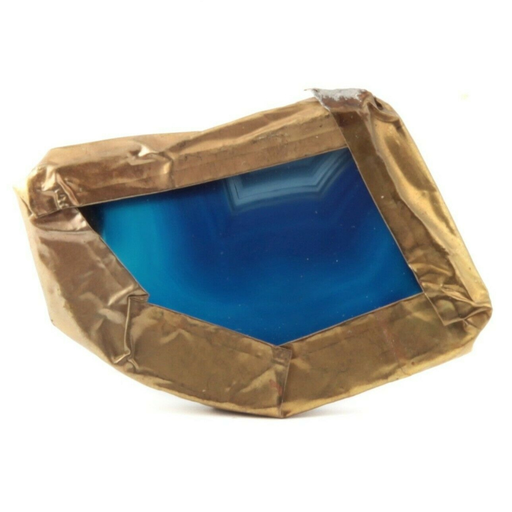Vintage metal wrapped natural blue agate slice pendant finding