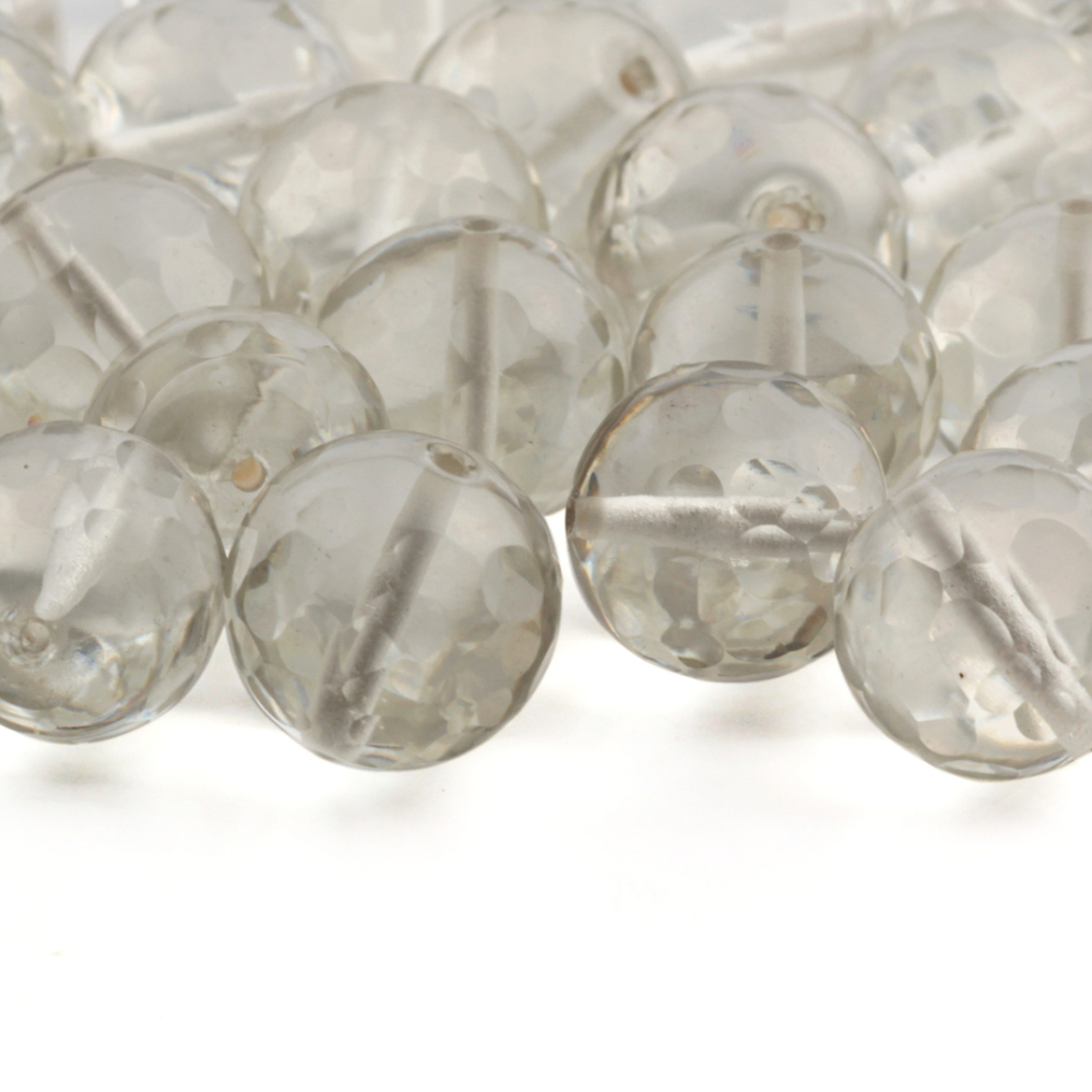 Lot (33) large Austrian D.S vintage crystal clear round faceted glass beads prisms 15mm