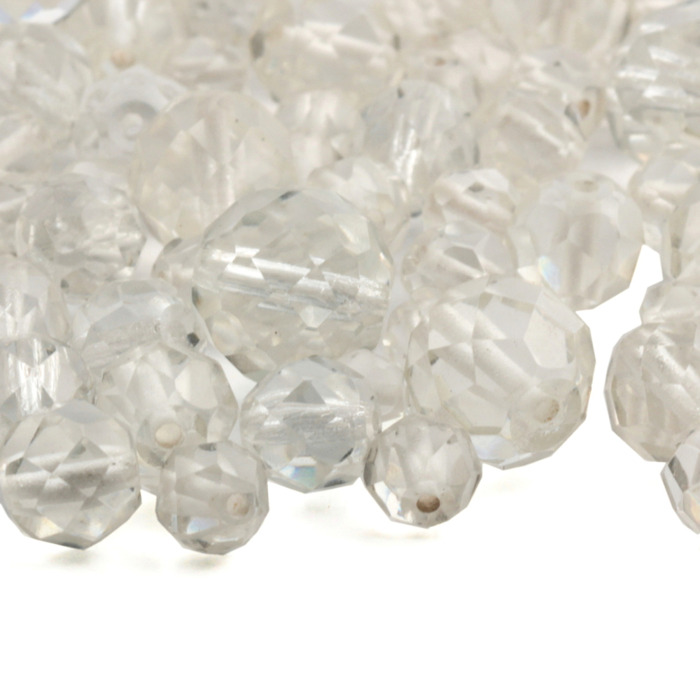 Lot (190) Austrian D.S vintage crystal clear round faceted glass beads 