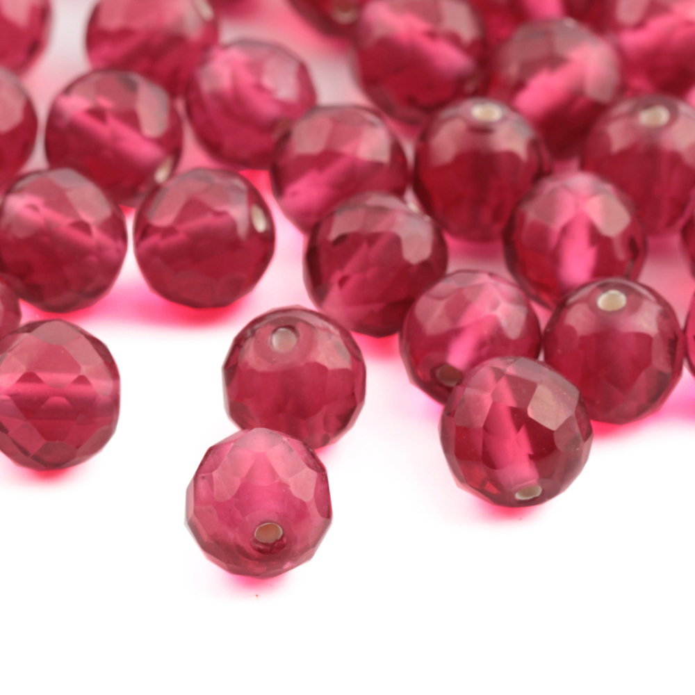 Lot (46) Austrian D.S vintage cranberry pink round faceted glass beads
