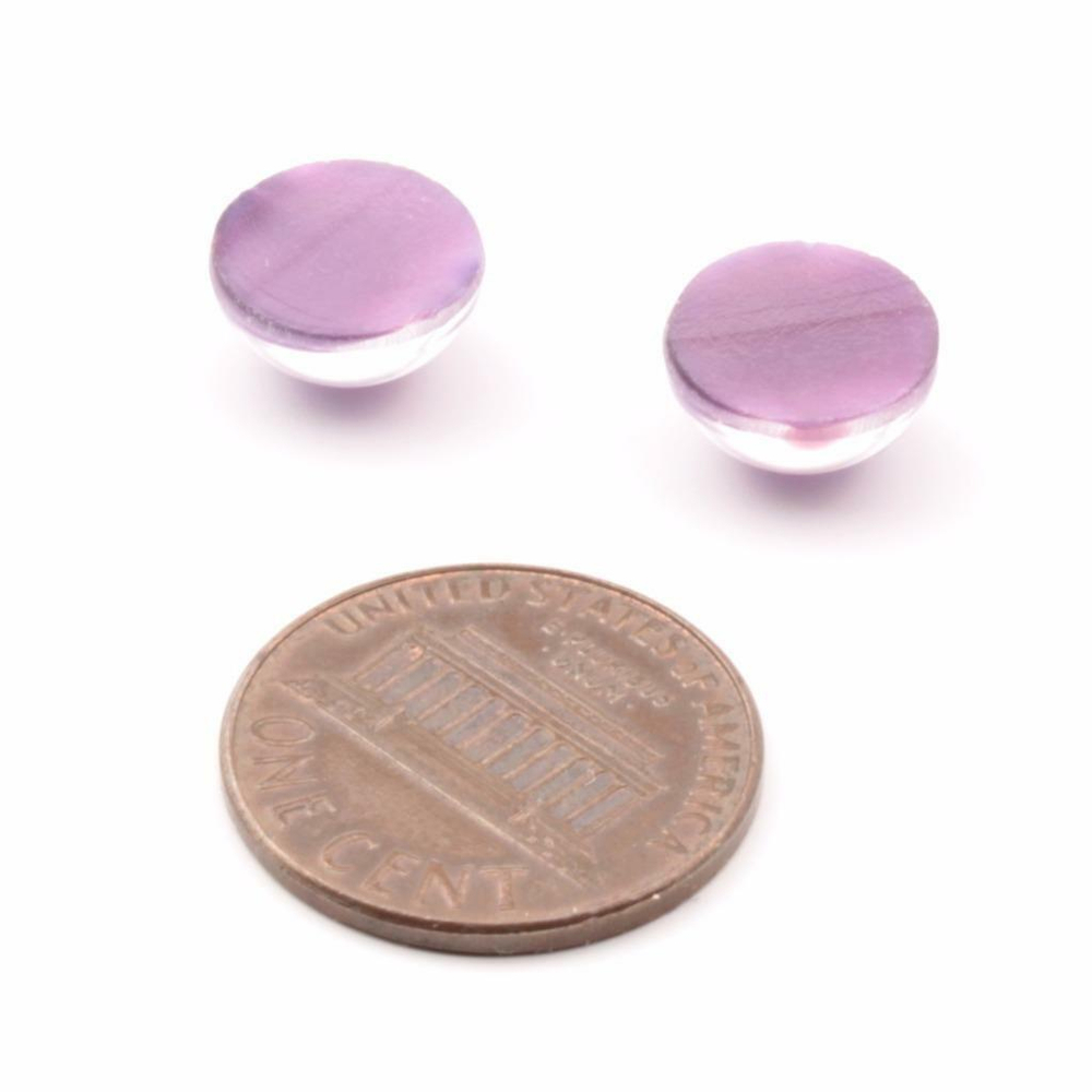 2 Czech vintage purple satin moonglow round domed glass cabochons 10mm