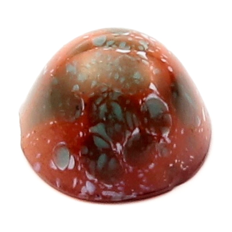 13mm Czech vintage spatter marbled peach opaline high domed glass cabochon