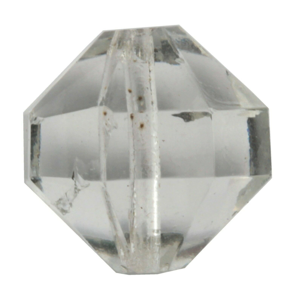 Large Czech Art Deco antique octagon hand faceted crystal glass bead 18mm